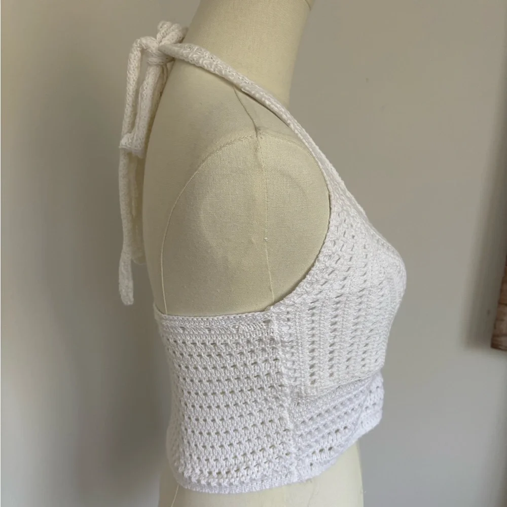 Hollister White Cropped Backless Tank Top - Picture 2 of 6